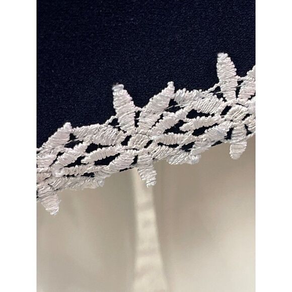 Nanette Lepore Navy A-Line Sleeveless Dress with Crochet Trim Size 2 - Picture 4 of 7